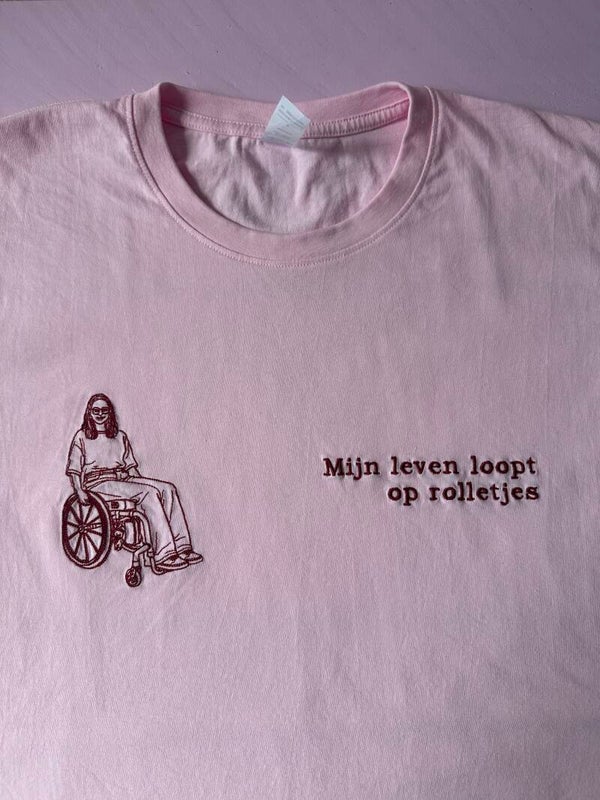Gepersonaliseerd shirt rolstoelgebruiker line art