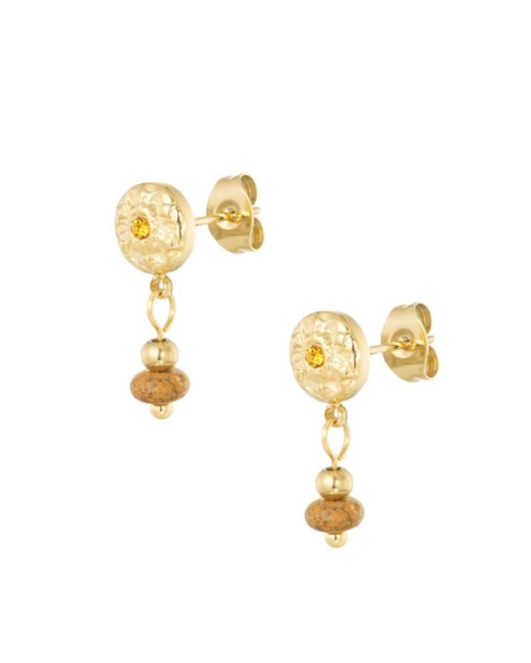 Oorbellen classic stone - beige