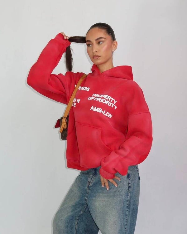 Priority hoodie AMS LDN - red