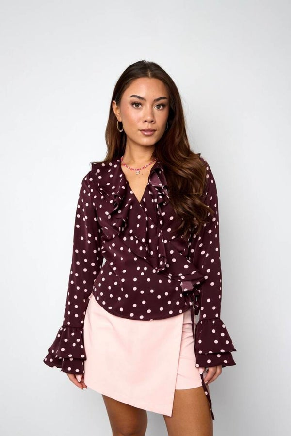 Polka dots blouse - bordeaux