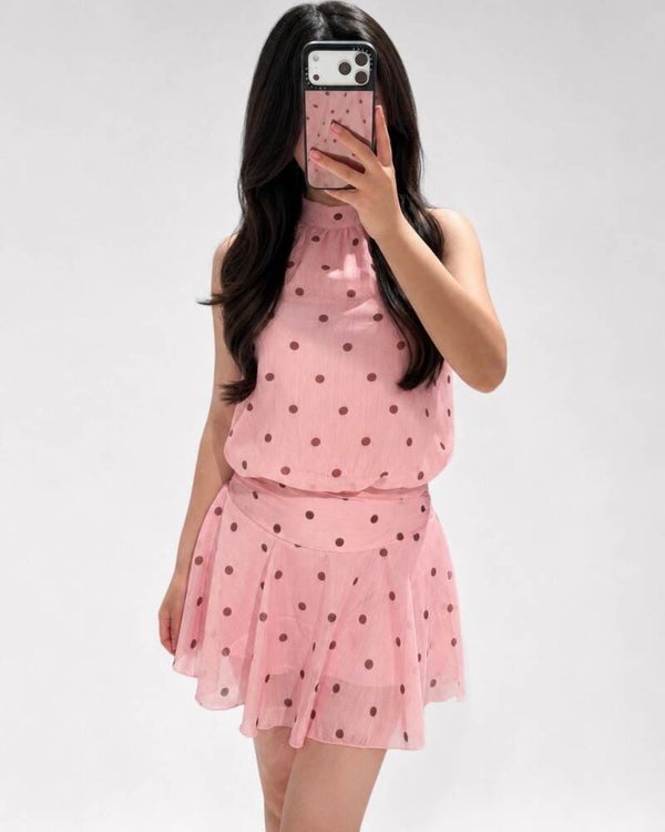Polkadots dress hailey - pink