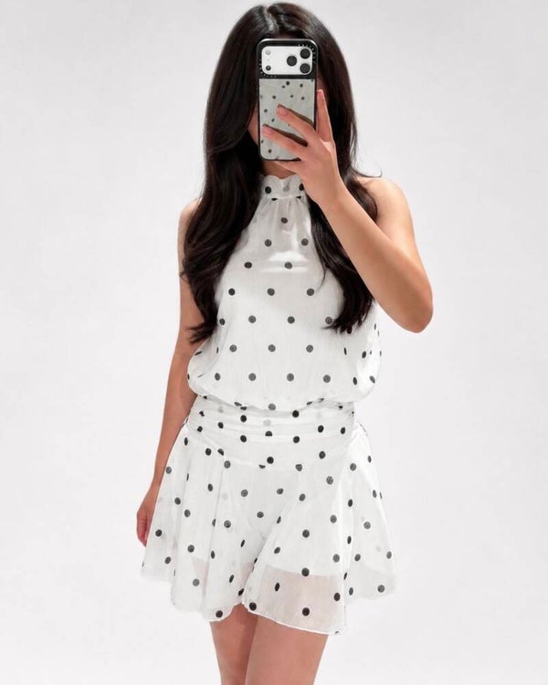 Polkadots dress hailey - white