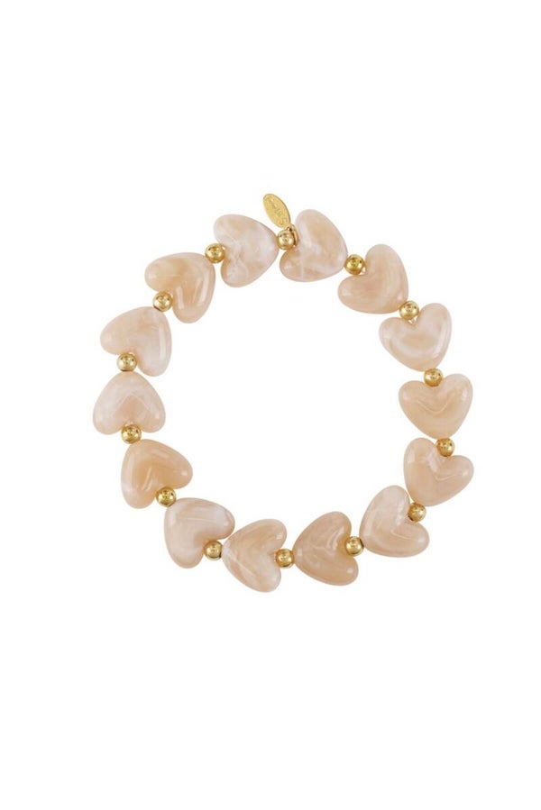 Heart beads armband - khaki