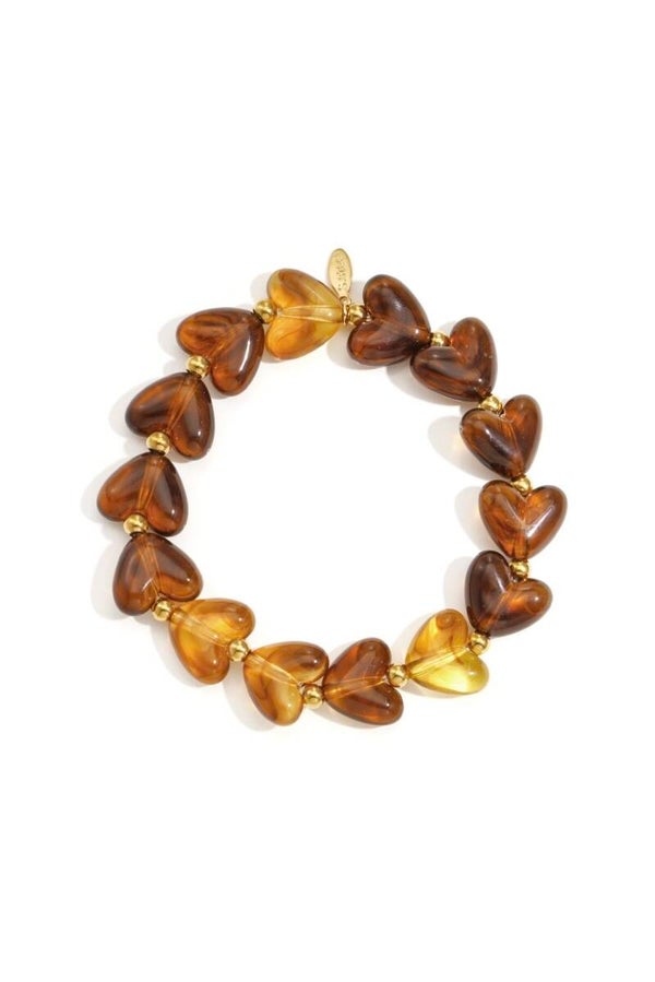 Heart beads armband - brown