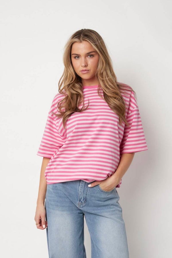 Colorful stripes shirt - dusty pink