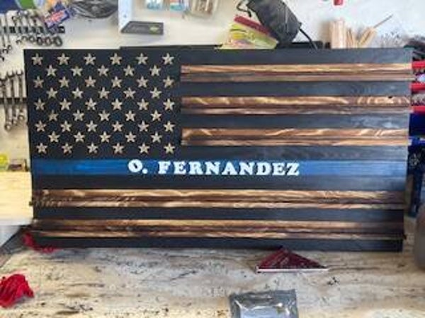 Customized Wooden Flag with Challenge Coin
