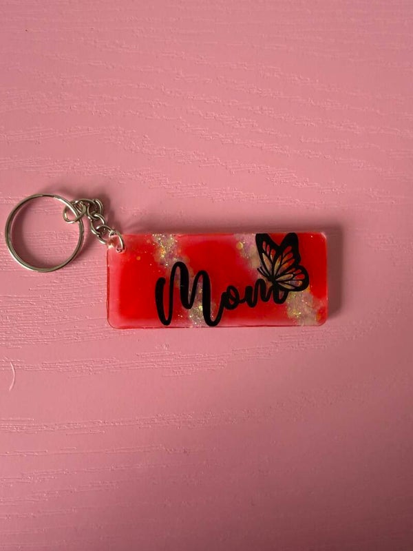 Red and white keychain