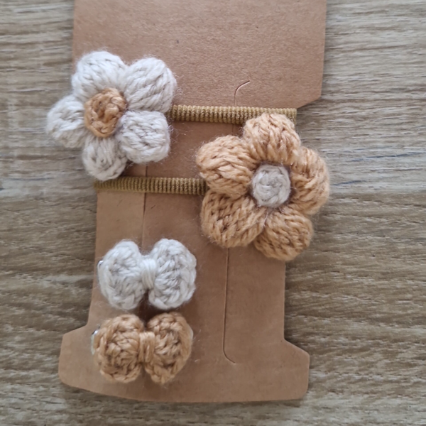 Gehaakte elastiekjes en knipjes (baby en peuter) eigen ontwerp