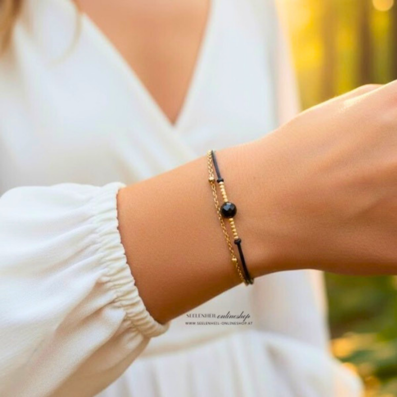 Achat Armband aus schwarzem Achat – echten Edelstein kaufen und Edelstein Armband online bestellen