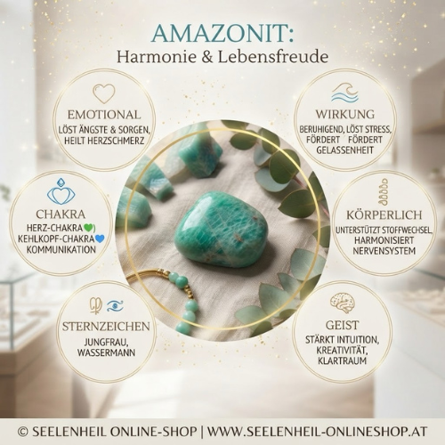 Amazonit Edelstein in Grün – natürlicher Amazonit Stein, Wirkung, Bedeutung und Amazonit Schmuck kaufen