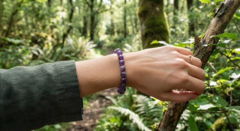 6mm Amethyst Perlenarmband als spiritueller Edelstein Schmuck im Seelenheil Shop online kaufen