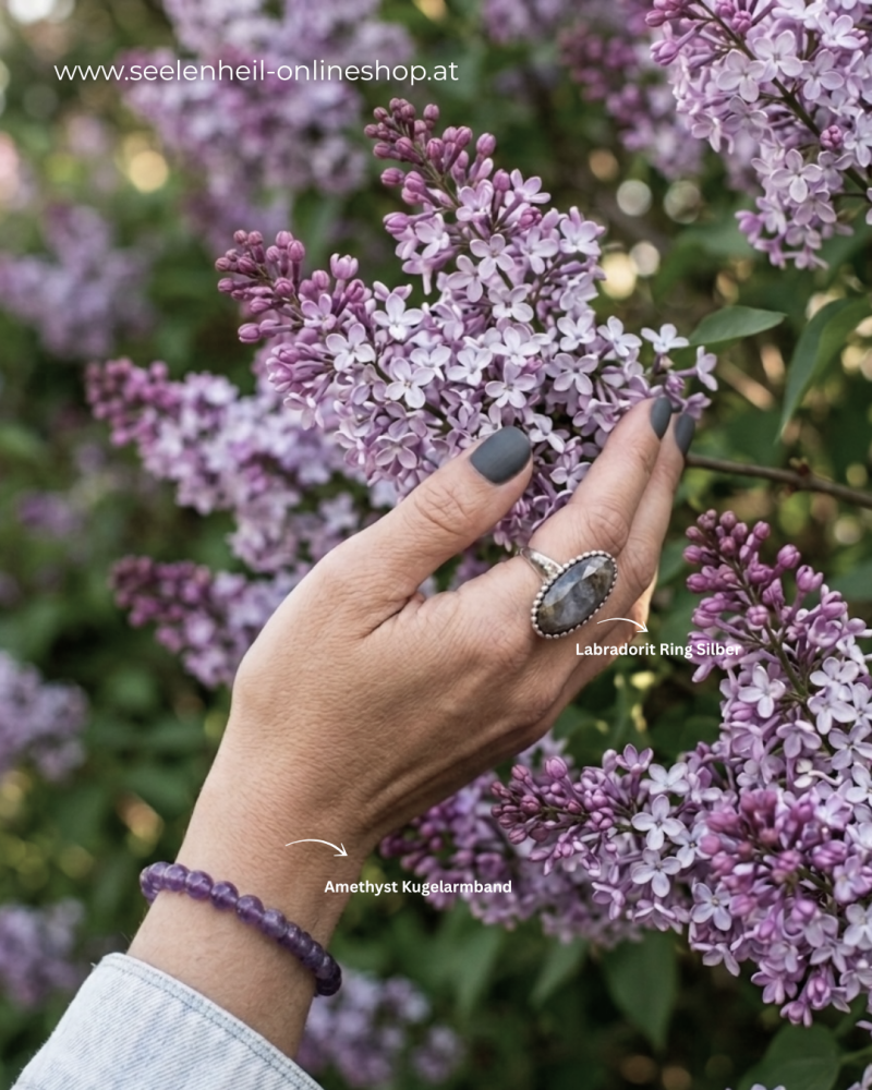 Echtes Amethyst Armband aus natürlichen Amethyst Edelsteinen online bestellen im Seelenheil Onlineshop