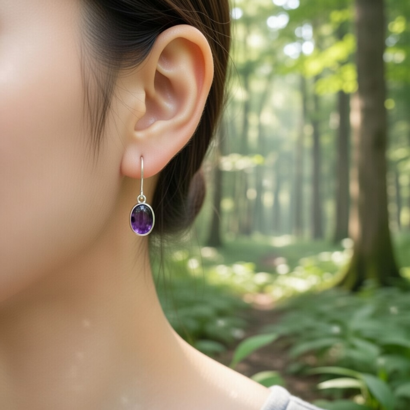 Elegante Amethyst Ohrringe aus Silber mit natürlichem Edelstein