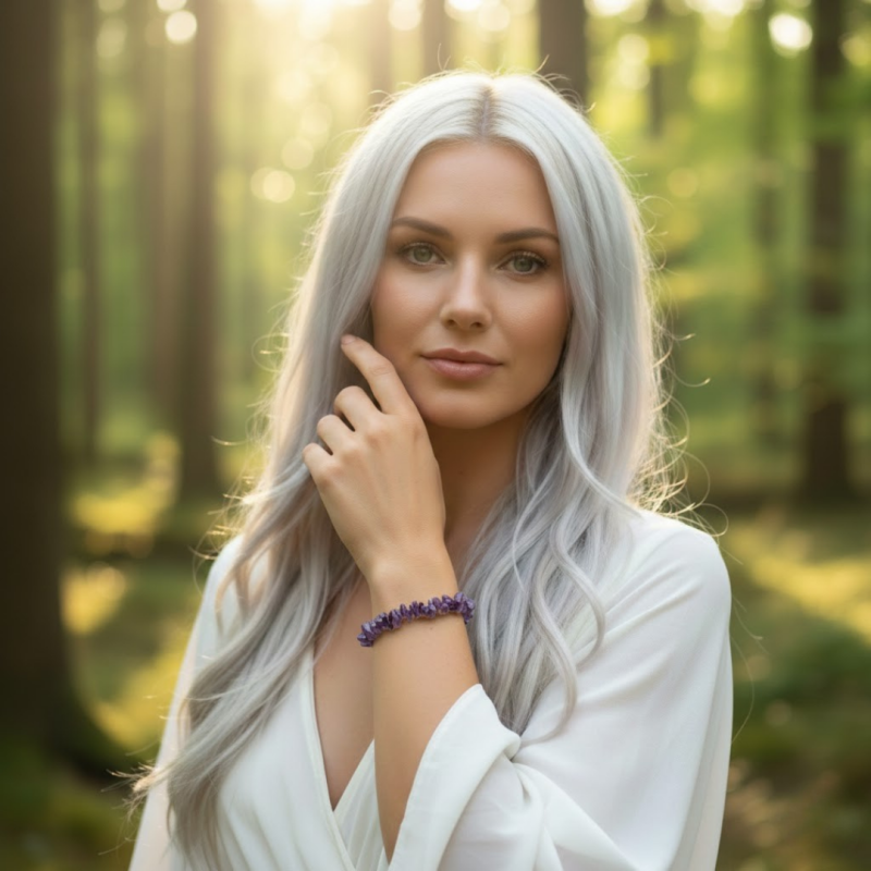 Splitterarmband aus Amethyst Edelstein für spirituelle Balance und Energie