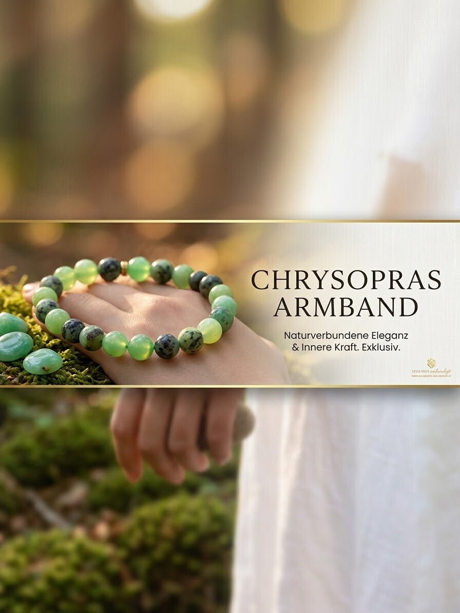 Edelstein Armband kaufen: Erlesener Chrysopras Schmuck mit wohltuender Wirkung für Herz und Seele – handverlesen online bestellen im Seelenheil Onlineshop.