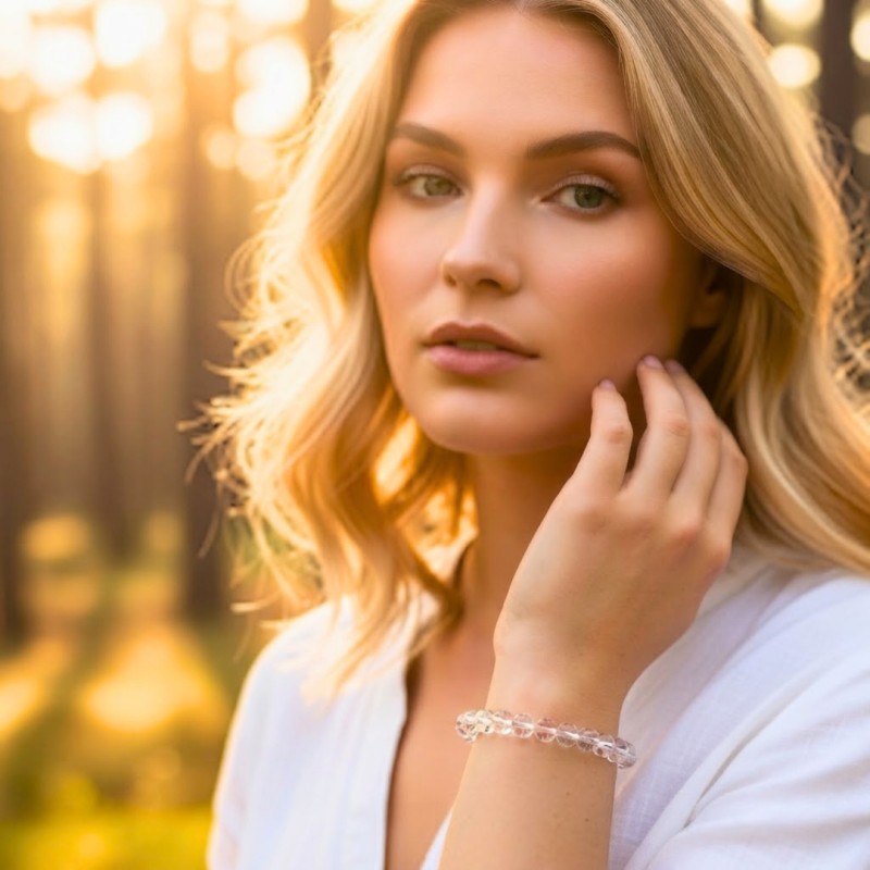 Bergkristall Armband kaufen – elegantes Armband aus echtem Bergkristall, hochwertiger Naturstein Schmuck, Bergkristall Schmuck für Damen