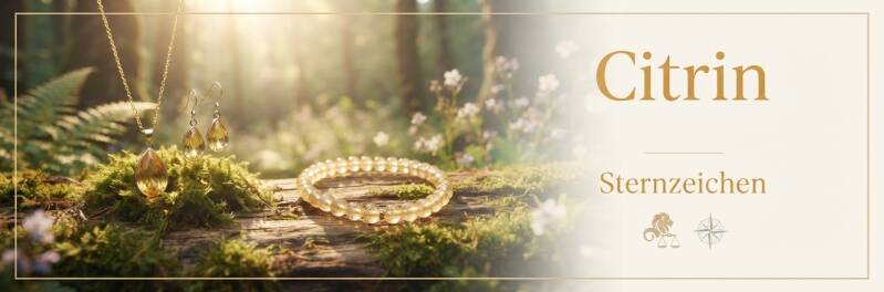Citrin Edelstein Wirkung für Sternzeichen Löwe und Zwillinge – passenden Citrin Schmuck online im Seelenheil-Shop kaufen.