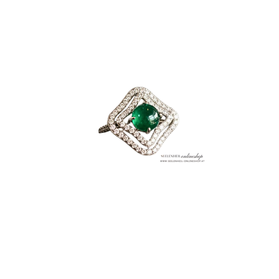 Chrysopras Ring aus 925 Silber - Quadratisch