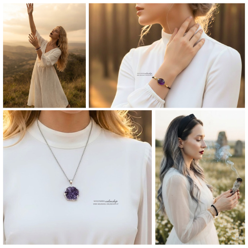 Edelstein Anhänger aus echtem Amethyst mit beruhigender Heilstein Wirkung im Seelenheil Shop kaufen