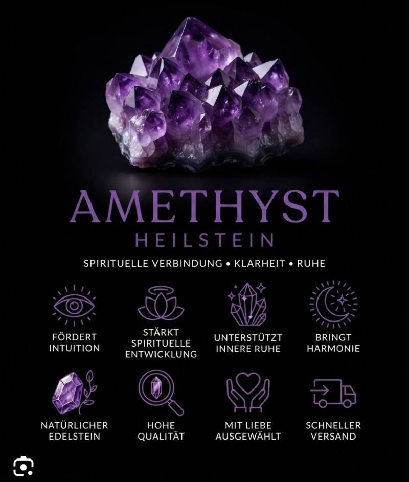 Entdecke die heilende Edelstein Wirkung vom Amethyst und kaufe echten Schmuck im Seelenheil Shop