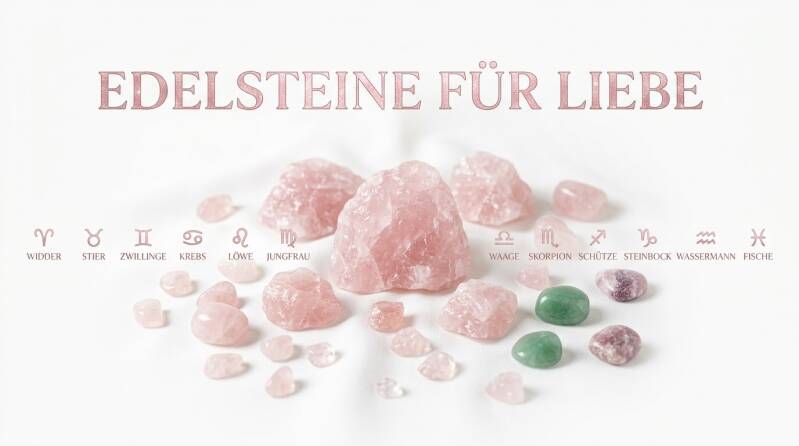 Edelsteine und Heilsteine für Liebe, Selbstliebe und Beziehung – entdecke wunderschöne Rosenquarz Edelsteine und hochwertigen Edelsteinschmuck als spirituelle Symbole für Herzensliebe, Harmonie, emotionale Verbundenheit und liebevolle Beziehungen.