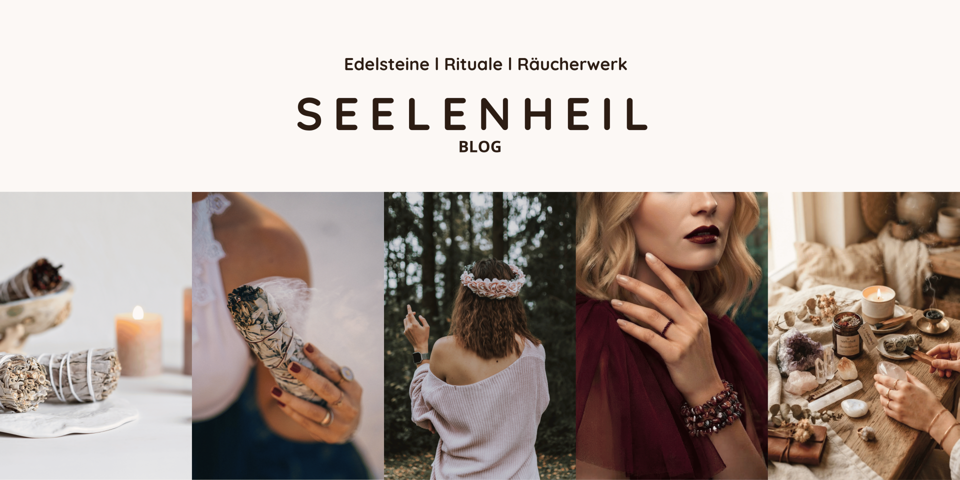 Edelsteine und Räucherwerk für ein spirituelles Ritual im Blog vom Seelenheil Onlineshop entdecken