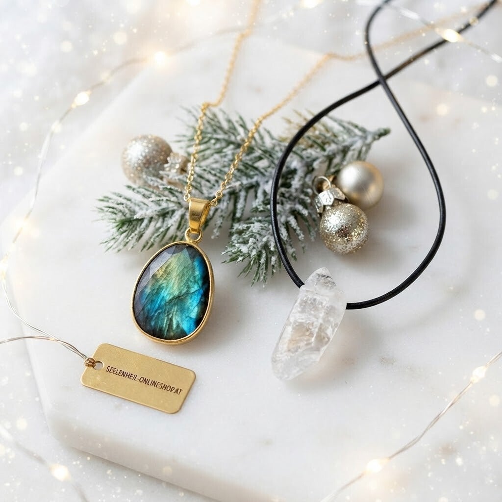 Spirituelle Geschenkideen für Damen: Magischen Edelstein-Schmuck und Räucherwerk zu Weihnachten online kaufen im Seelenheil Onlineshop.