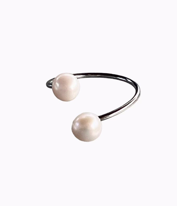 Edelstahl Ring Spirale mit Perlen