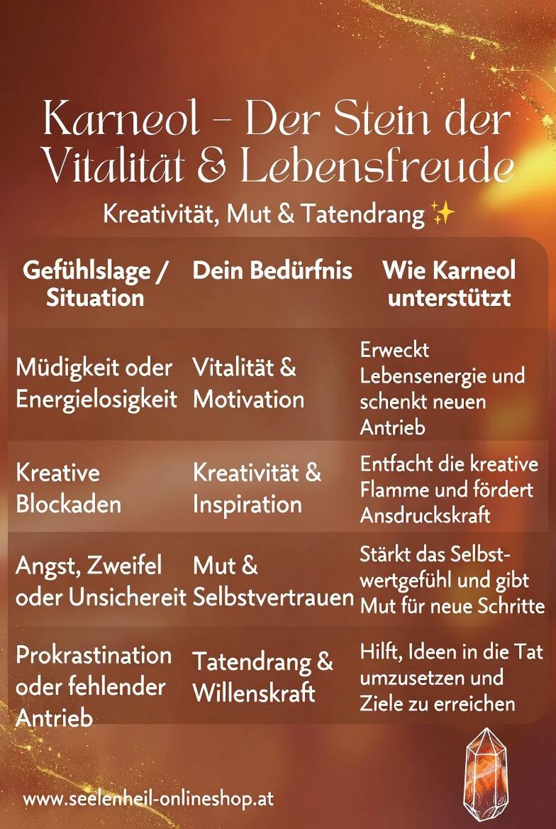 Natürlicher Karneol Heilstein Edelstein Schmuck für Energie Motivation Lebensfreude und spirituelles Seelenheil