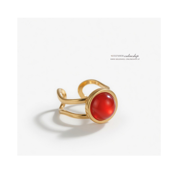 Karneol Ring aus Edelstahl – Größenverstellbar