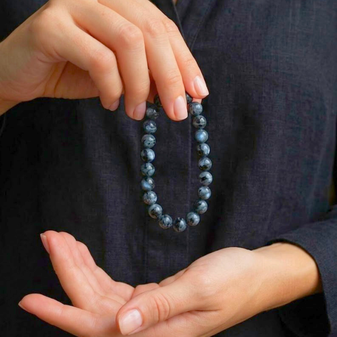 Larvikit, schwarzer Mondstein und Mondstein Armband – Edelsteine, Kristalle und spiritueller Edelsteinschmuck online kaufen