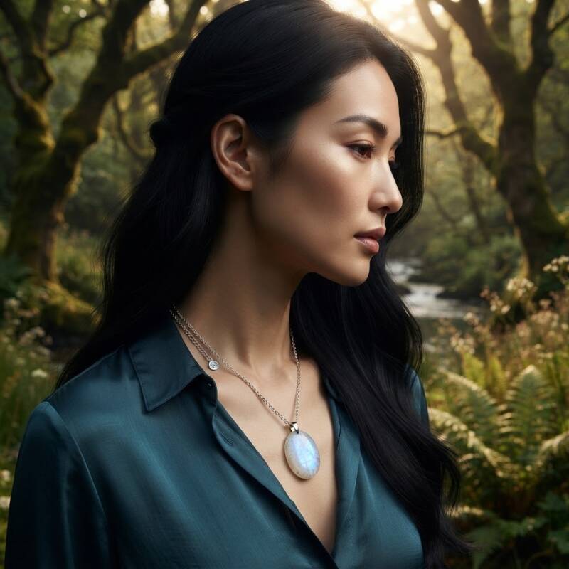 Mondstein Anhänger kaufen, echter Mondstein Kettenanhänger, spiritueller Edelstein Schmuck, Seelenheil Onlineshop