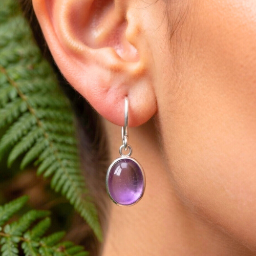 Elegante Damen Ohrringe aus Silber mit echtem Amethyst Edelstein und beruhigender Heilstein Wirkung online kaufen