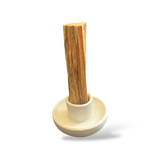 Palo Santo Räucherhalter aus Keramik – Weiß-Beige | Räucherzubehör für Räucherholz