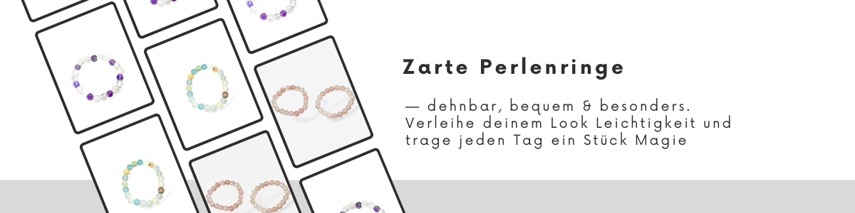 Perlen Ring mit Edelstein – Rosenquarz Ring, Ring mit Heilstein und hochwertiger Edelsteinschmuck zum Kaufen im Schmuck Onlineshop, perfekt als Geschenk oder täglicher Begleiter für Frauen