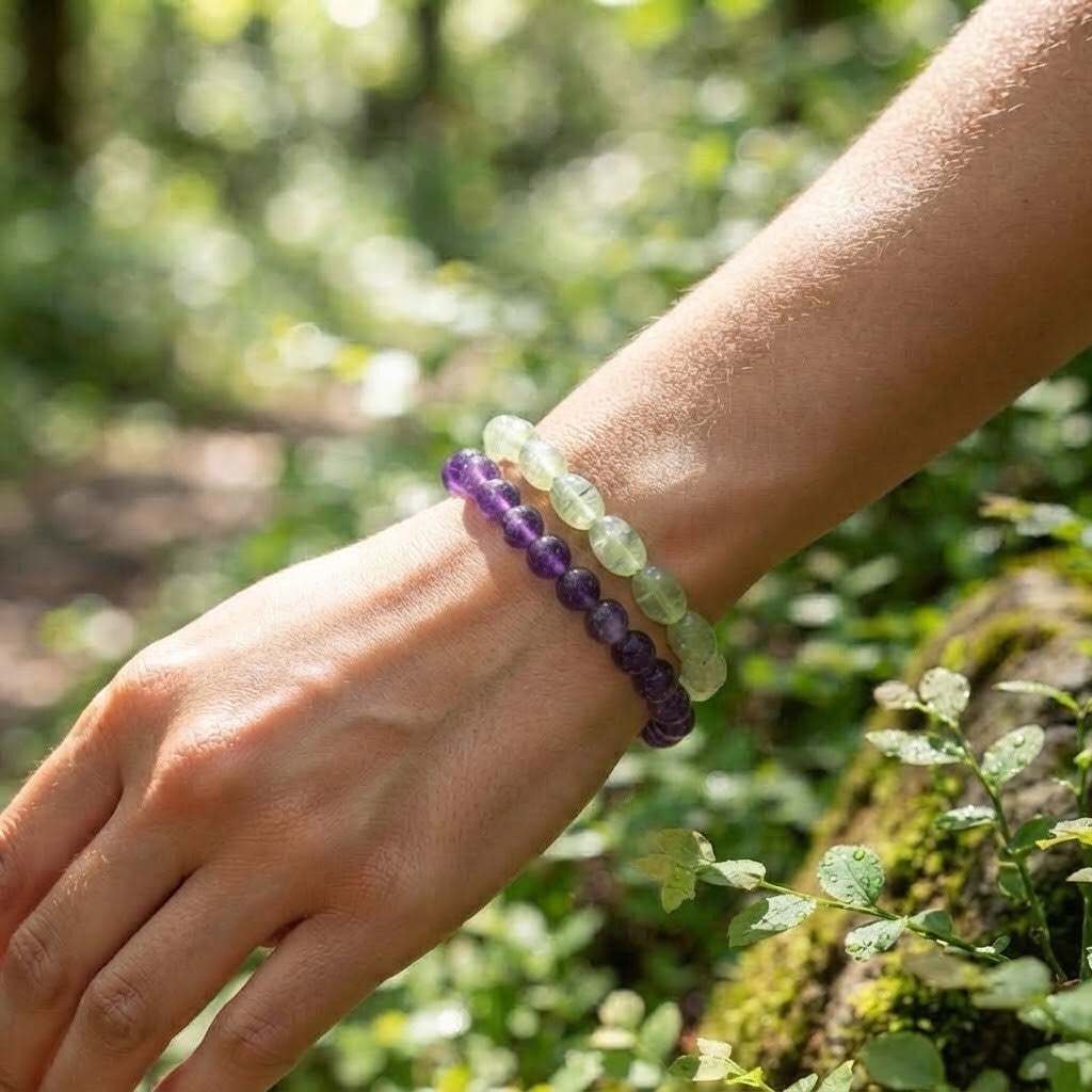 Prehnit Amethyst Edelstein Armband kaufen – natürlicher Edelsteinschmuck online bestellen