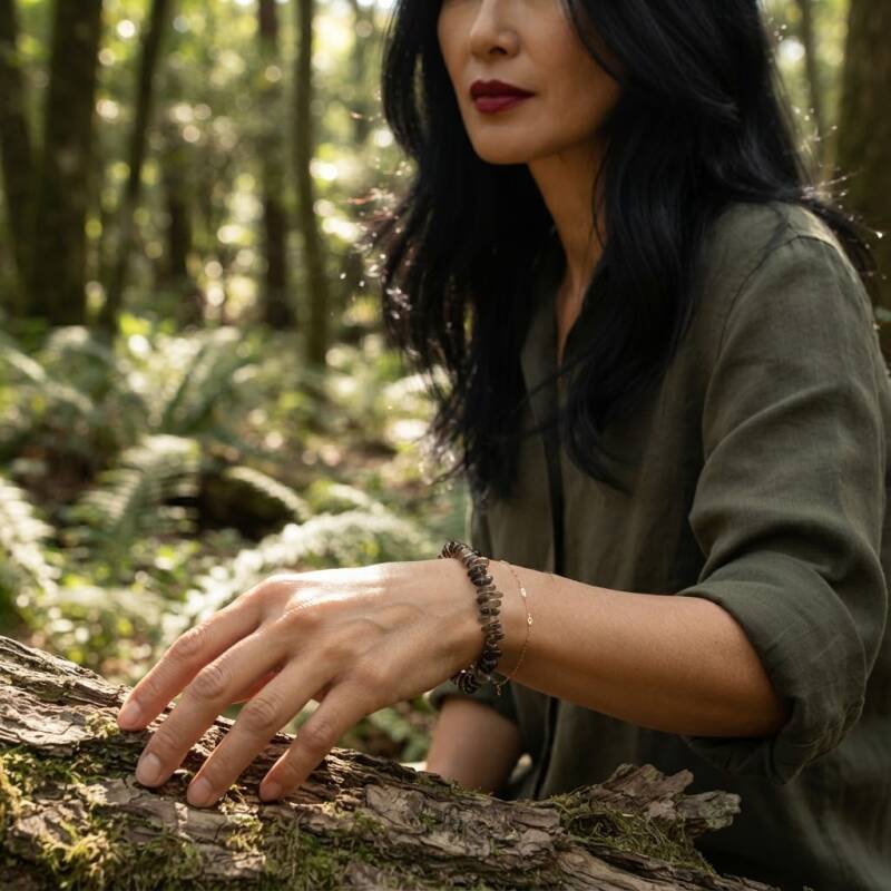 Rauchquarz Splitterarmband aus echten Edelsteinen im Seelenheil Onlineshop kaufen – energetisches Armband für Schutz und Erdung