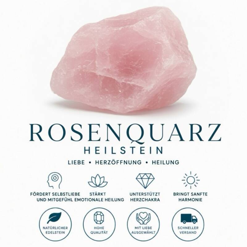 Rosenquarz – Bedeutung und spirituelle Wirkung des rosafarbenen Edelsteins, traditionell mit Liebe, Harmonie und Selbstliebe verbunden