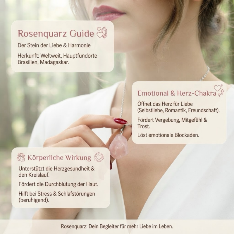 Rosenquarz Wirkung – Rosenquarz Schmuck Kette und Armband kaufen