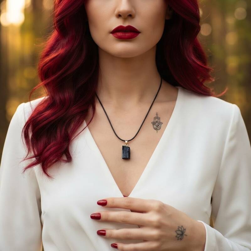 Schwarzer Turmalin Anhänger kaufen – edler Schutzstein-Anhänger und spiritueller Edelsteinschmuck im Seelenheil Onlineshop.
