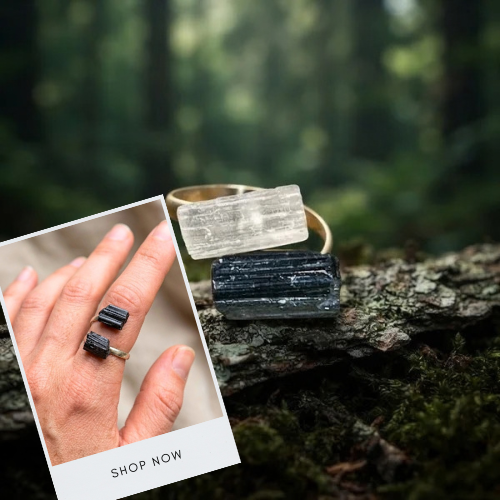 Schwarzer Turmalin Ring kaufen, edler Schutzstein Fingerring mit energetischer Wirkung online, Seelenheil Onlineshop