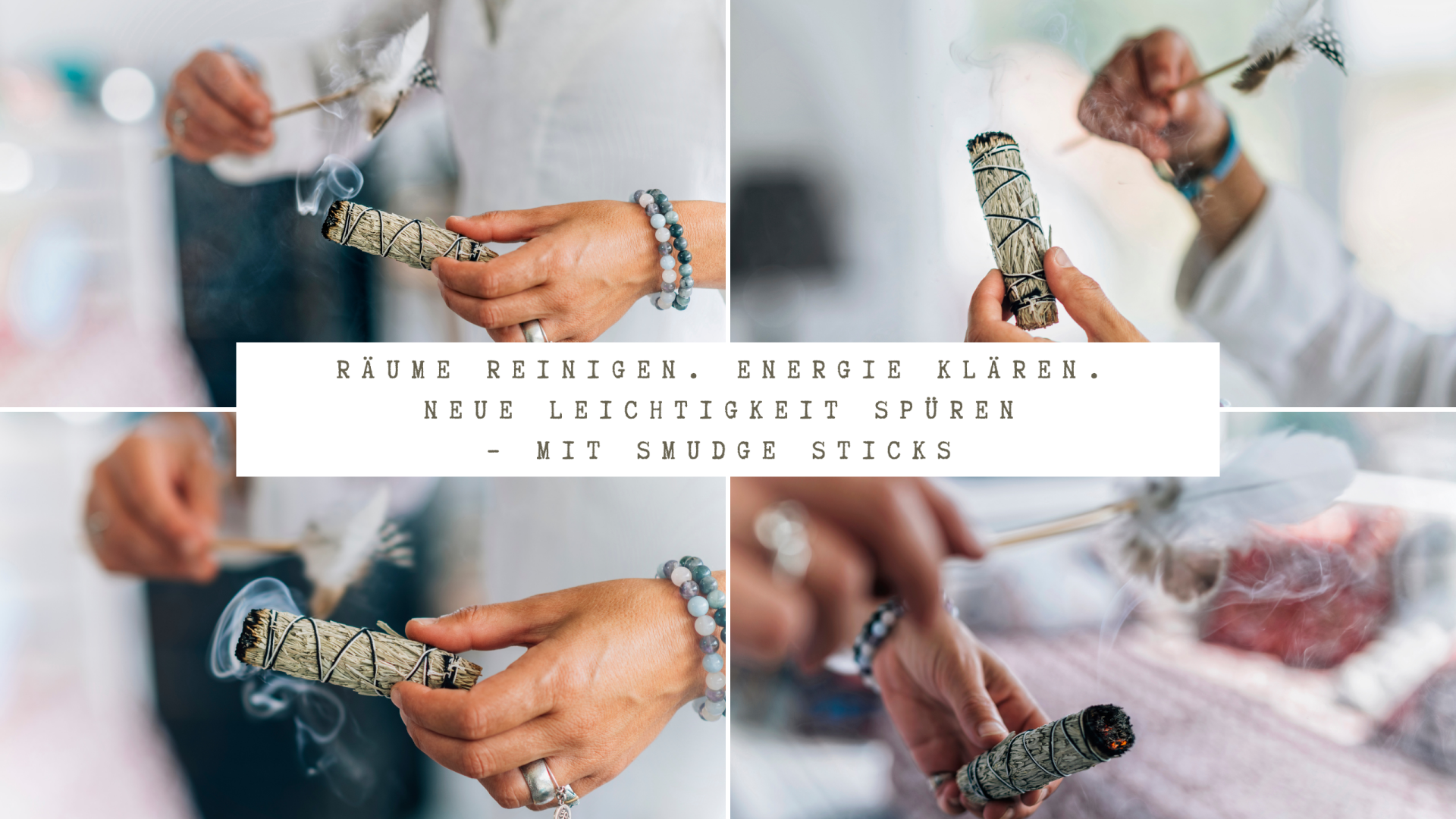 Smudge Stick Räucherbündel in Anwendung zur energetischen Hausreinigung und Raumklärung mit traditionellem Räucherritual