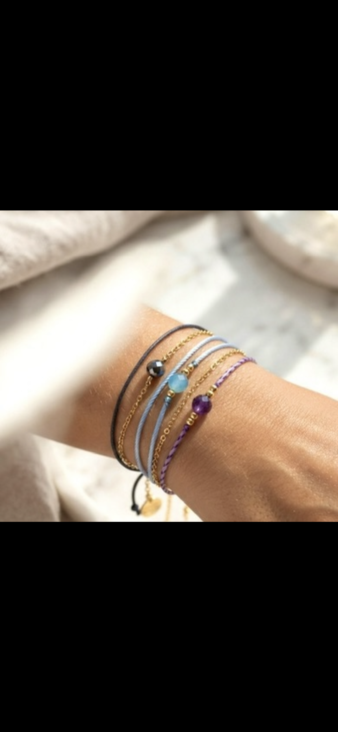 Verstellbares Edelstein Armband mit Aquamarin, Achat und Amethyst kaufen – natürlicher Edelsteinschmuck im Seelenheil Onlineshop