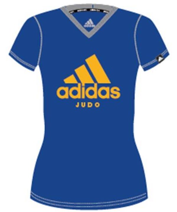 outlet - Adidas judo T-shirt voor dames | lichtblauw-oranje