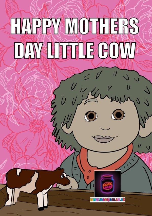 Mothers Day Card Little Cow