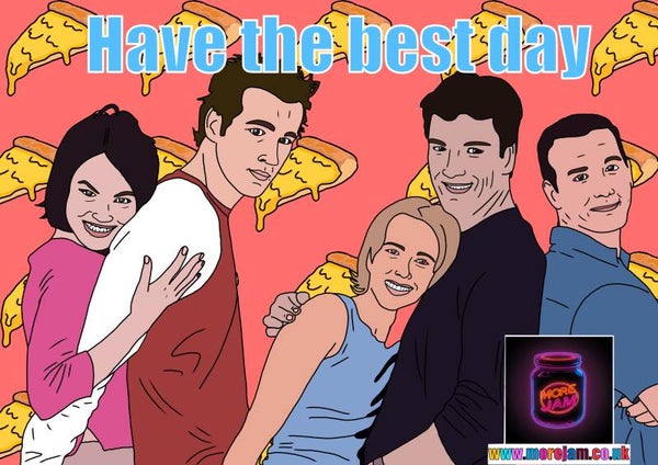 Any Occasion Card Two Guys A Girl & a Pizza Place
