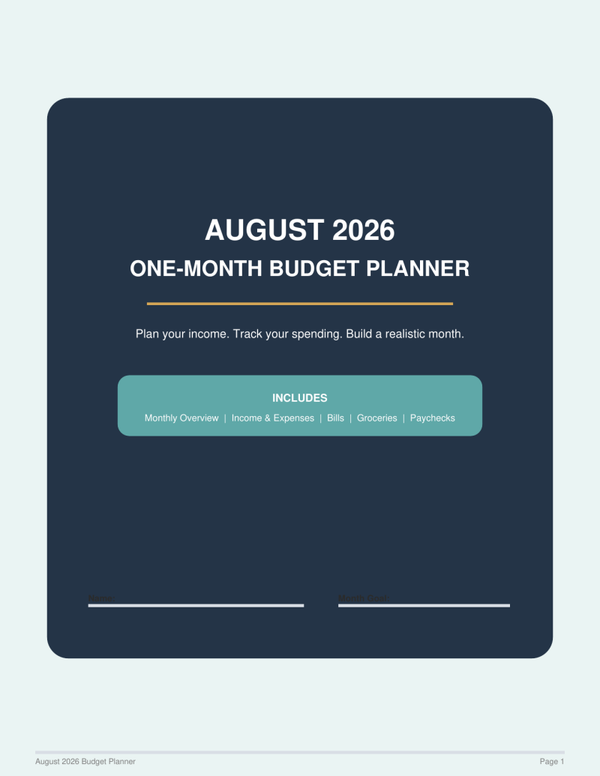 Family Budget Planner - August