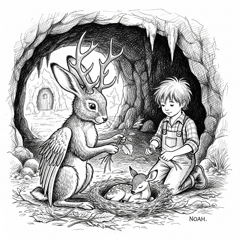 Watzi der Wolperdinger und Noah sein Menschenfreund veralteten das verletzte Rehkitz.