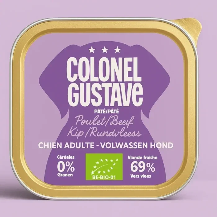 Pâtés Chien BIO - Poulet et Boeuf COLONEL GUSTAVE