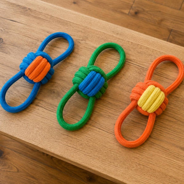 Jouet à tirer en corde avec balle pour chien – 21 cm